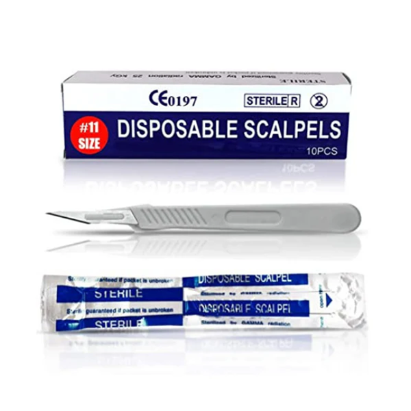 Sterile disposable scalpel blades and handles - peel wrapped 10's